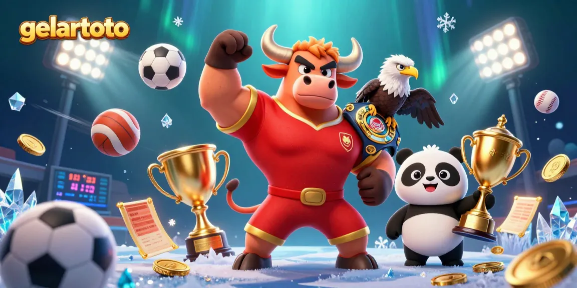 Engage with the gelartoto sports betting excitement featuring a victorious bull mascot.
