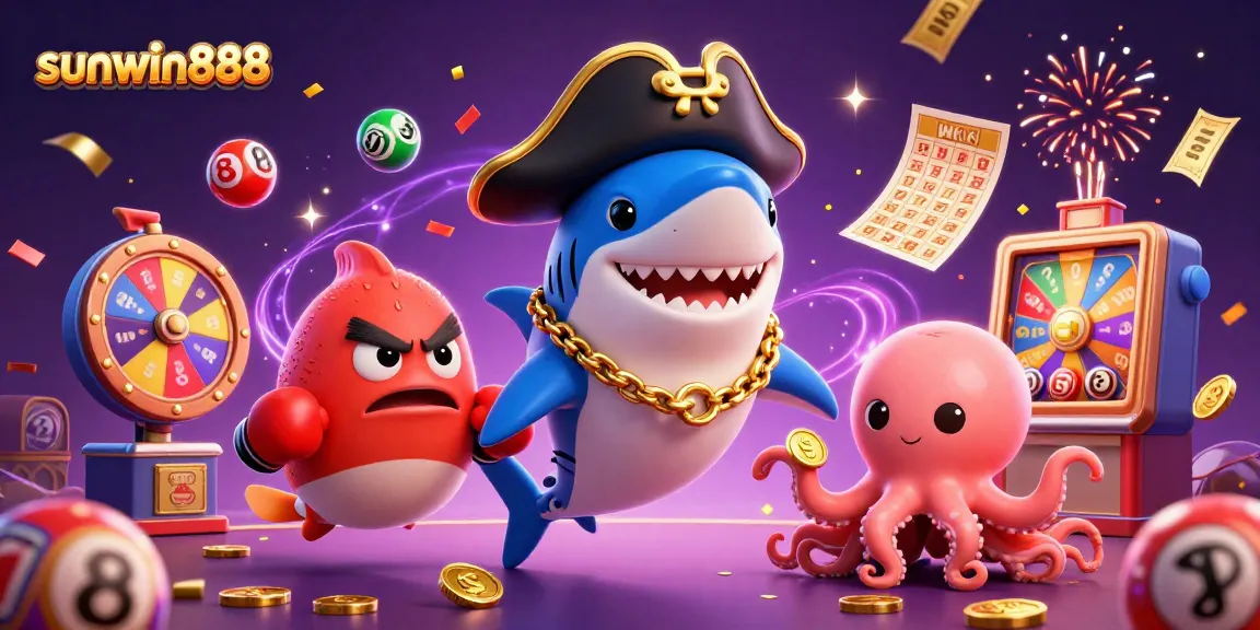 Play exciting games at sunwin888 with vibrant characters and colorful lottery elements.