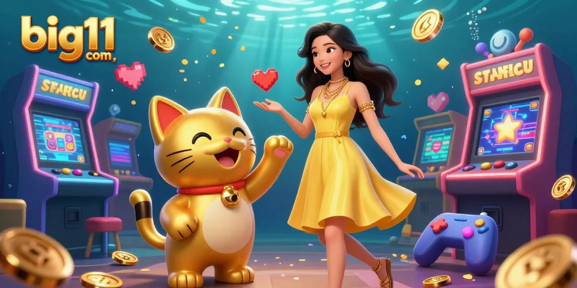 Rasakan big11 com dengan ilustrasi kasino 3D yang cerah yang menampilkan elemen permainan yang menarik dan hadiah.