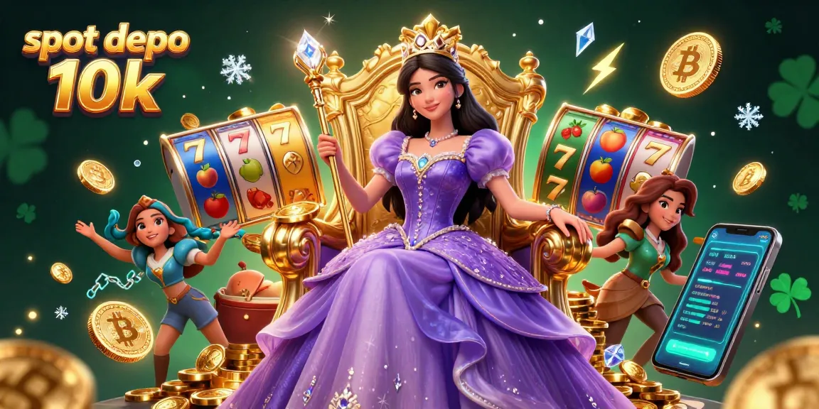 Experience thrilling slot depo 10k gameplay with vibrant slot reels and golden coins in this dynamic illustration.