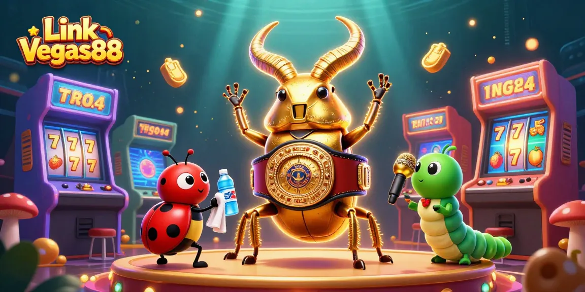 Experience thrilling wins with Link Vegas88 in this vibrant 3D cartoon casino illustration.